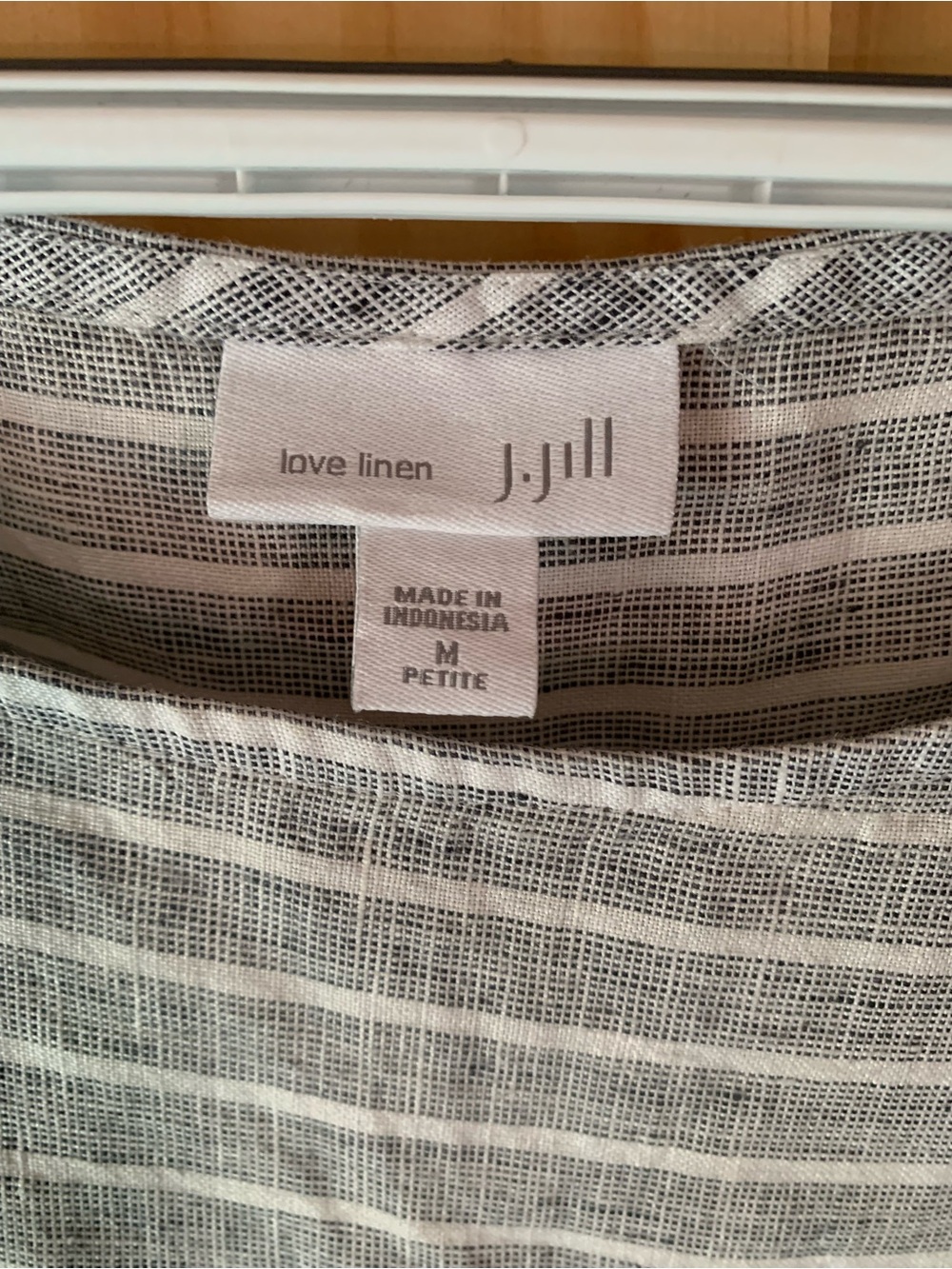 J.Jill love linen Sleeveless Light Gray Striped Midi Dress Medium Petite - Picture 2 of 6